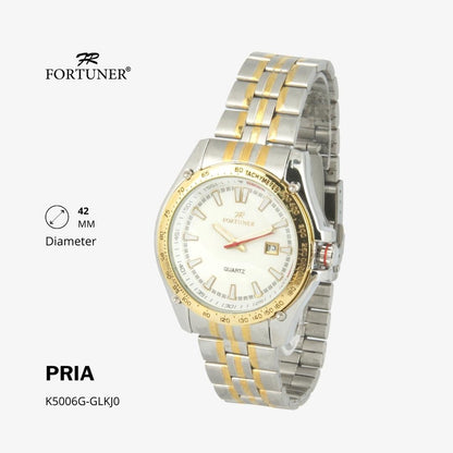 Fortuner Jam Tangan Fashion Pria Analog Water Resistant Rantai Stainless Silver Gold Howland