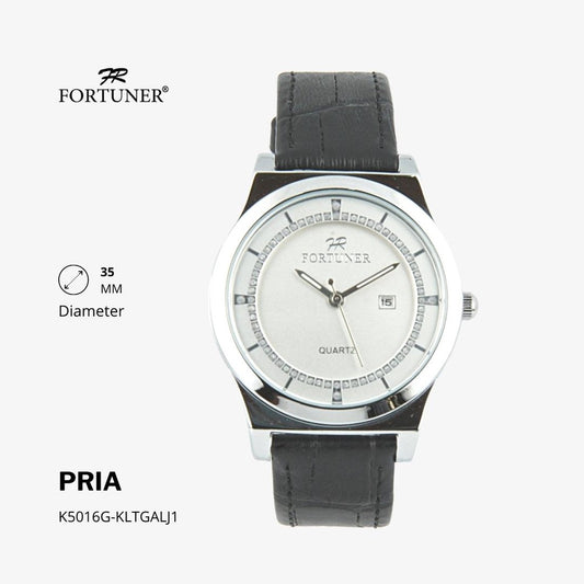 Fortuner Jam Tangan Analog Pria Water Resistant Silver Gold Kulit Haroldo