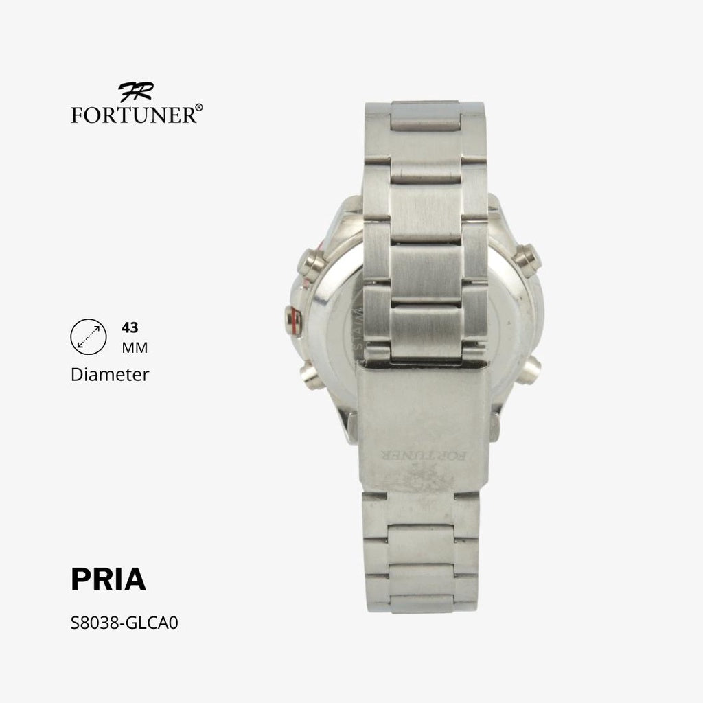 Fortuner Jam Tangan Pria Double Time Silver Red Water Resistant Alvert