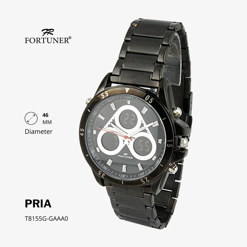 Fortuner Jam Tangan Analog Digital Pria Water Resistant Rantai Heraldo