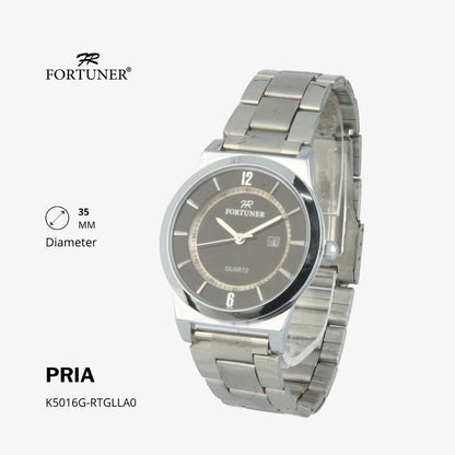 Fortuner Jam Tangan Analog Pria Water Resistant Silver Gold Rantai Harvy