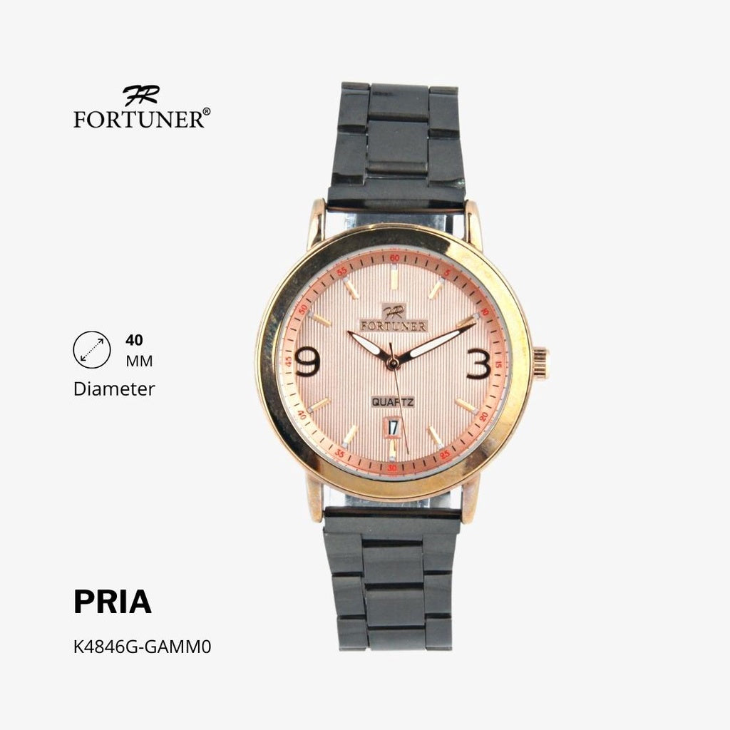 Fortuner Jam Tangan Analog Fashion Pria Water Resistant Rantai Hagen