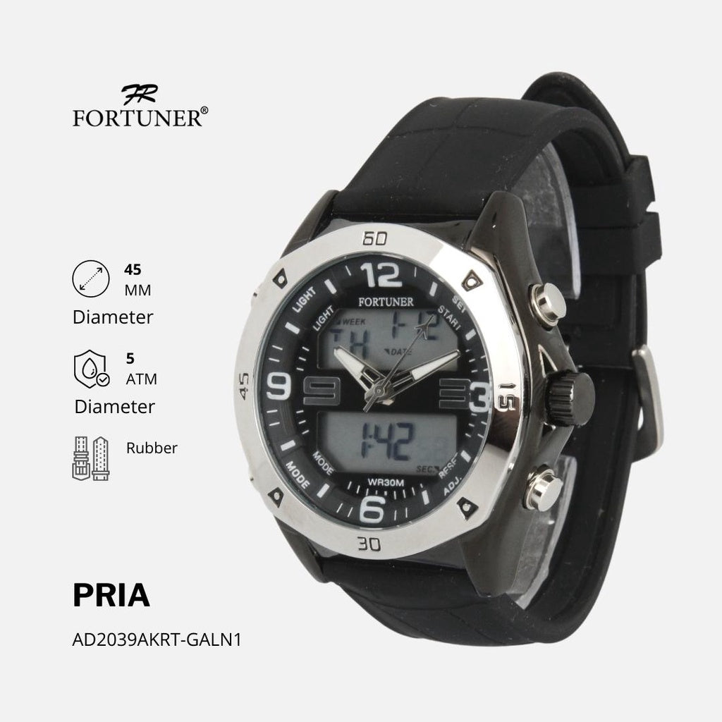 Fortuner Jam Tangan Pria Analog-Digital Water Resistant Rubber Anwil