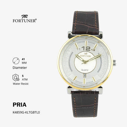 Fortuner Jam Tangan Analog Pria Kulit Water Resistant Aaron