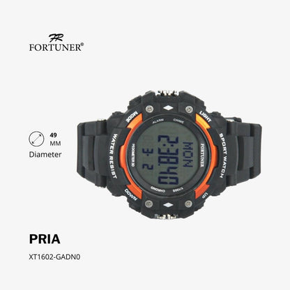 Fortuner Jam Tangan Sports Watch Digital Chrono Pria Black Water Resistant Rubber George