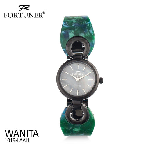 Fortuner Jam Tangan Analog Wanita Black Water Resist Briona