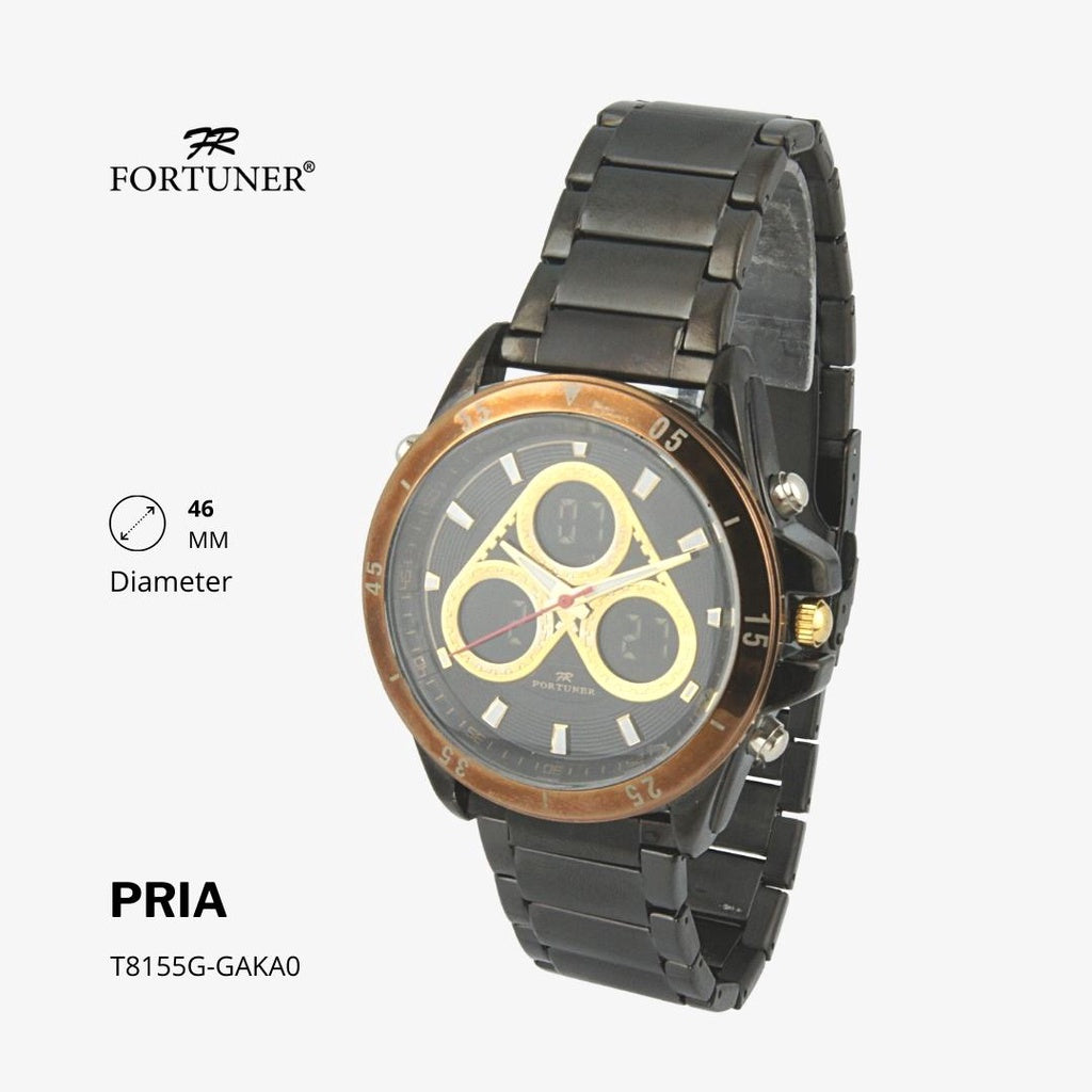 Fortuner Jam Tangan Analog Digital Pria Water Resistant Rantai Heraldo