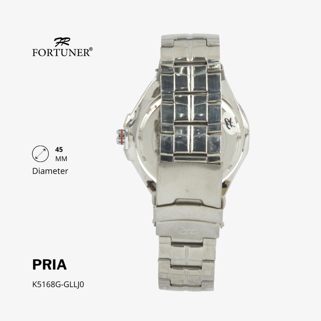 Fortuner Jam Tangan Fashion Pria Analog Water Resistant Rantai Stainless Silver Gold Haniel