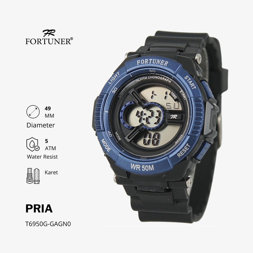 Fortuner Jam Tangan Pria Digital Water Resist Rubber Osbert