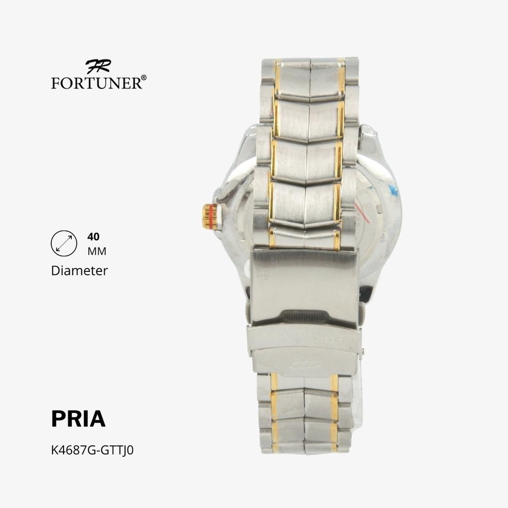 Fortuner Jam Tangan Pria Analog Water Resistant Rantai Stainless Silver Gold Hitam Hanford