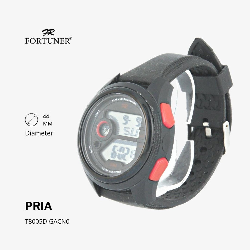 Fortuner Jam Tangan Digital Pria Black Water Resistant Rubber Gustavo