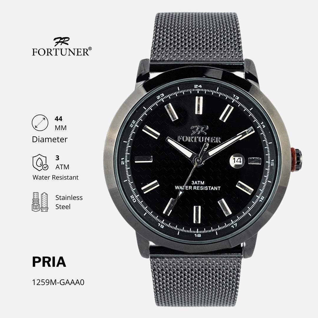 Fortuner Jam Tangan Pria Analog Formal Quartz Tahan Air Rantai Pasir Kulit Tanggal Original Kaden