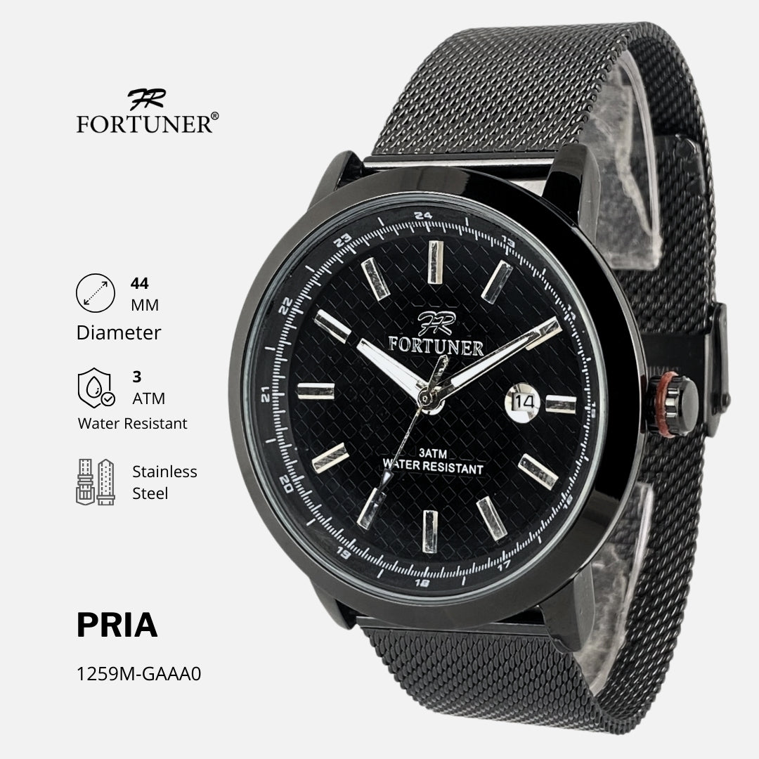 Fortuner Jam Tangan Pria Analog Formal Quartz Tahan Air Rantai Pasir Kulit Tanggal Original Kaden