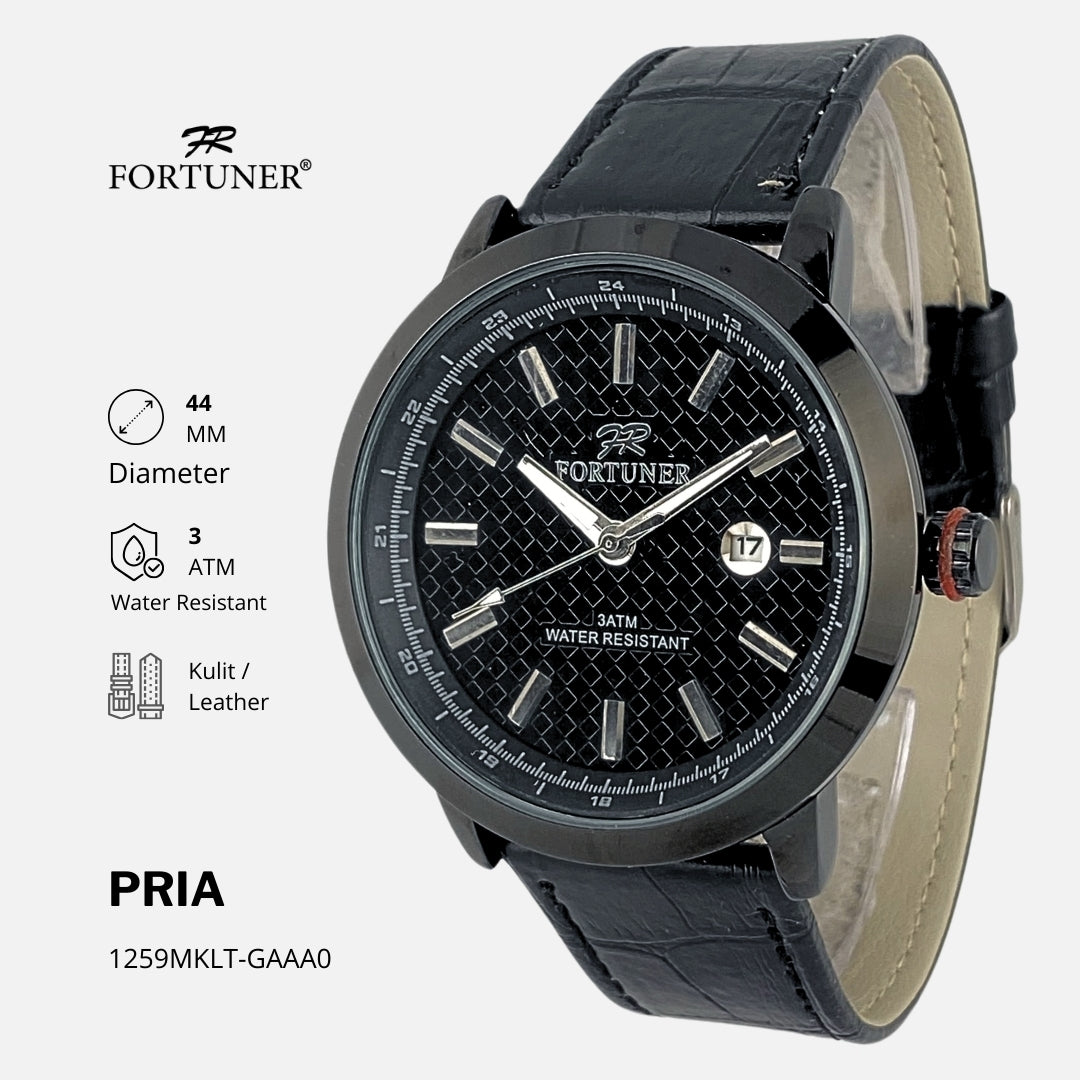 Fortuner Jam Tangan Pria Analog Formal Quartz Tahan Air Rantai Pasir Kulit Tanggal Original Kaden