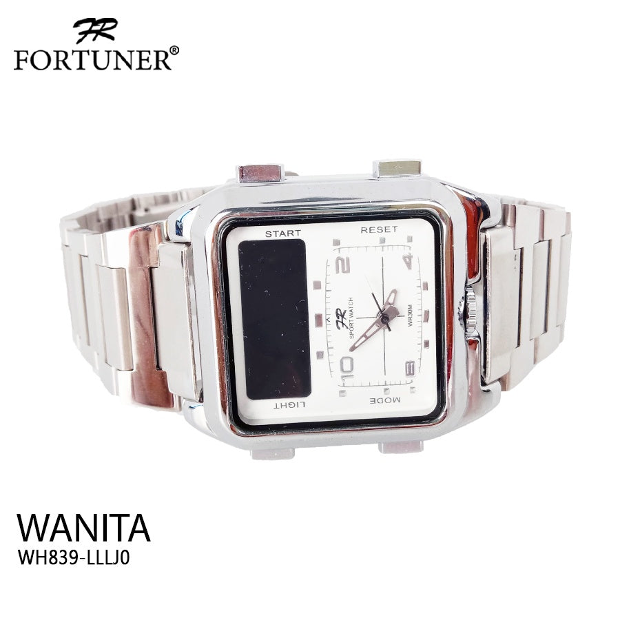 Fortuner Jam Tangan Wanita Dual Time Sport Water Resist Rantai Nesta