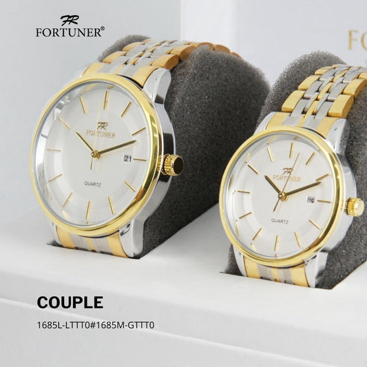 Fortuner Jam Tangan Couple Analog Water Resistant Rantai Bergen