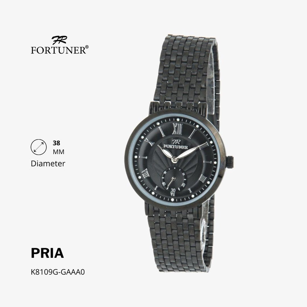 Fortuner Jam Tangan Analog Pria Hitam Water Resistant Arrow