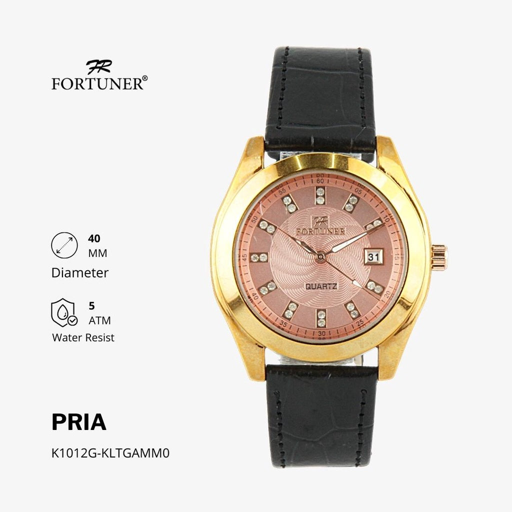 Fortuner Jam Tangan Analog Pria Kulit Water Resistant Addison