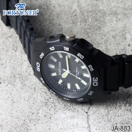 Fortuner Jam Tangan Pria Classic Rubber Analog JA-883 Hitam