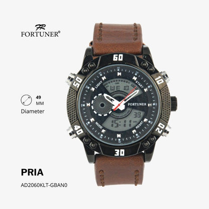 Fortuner Jam Tangan Pria Double Time Water Resistant Kulit Gavin