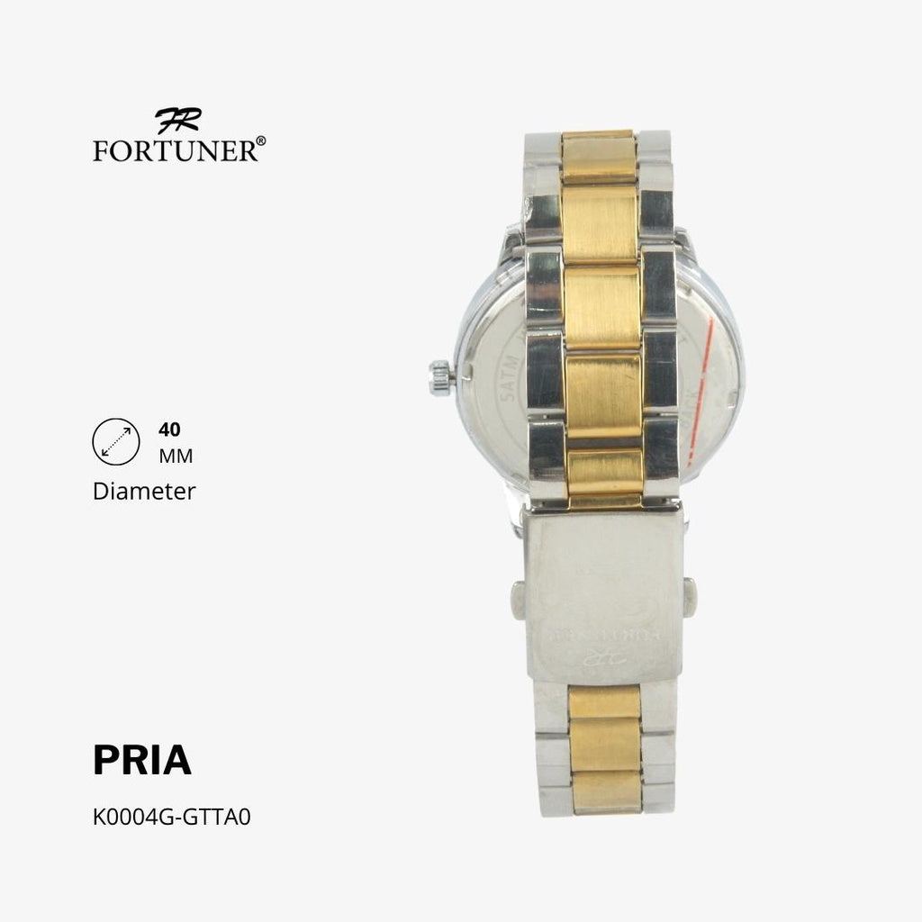 Fortuner Jam Tangan Casual Pria Analog Water Resistant Rantai Stainless Gold Silver Hitam Hadlea