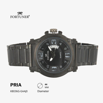 Fortuner Jam Tangan Sports Pria Analog Water Resistant Rantai Stainless Hitam Harrell