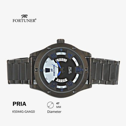 Fortuner Jam Tangan Sports Pria Analog Water Resistant Rantai Stainless Hitam Hadrian