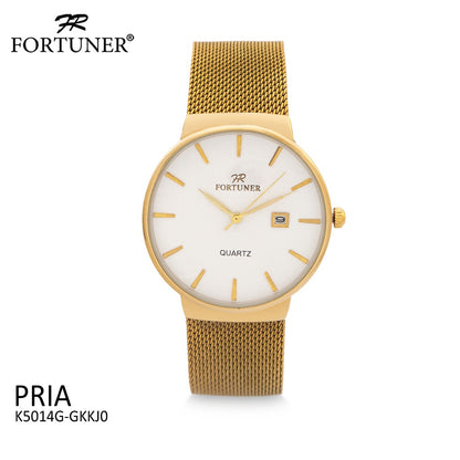 Fortuner Jam Tangan Analog Pria Gold Putih Water Resistant Alan