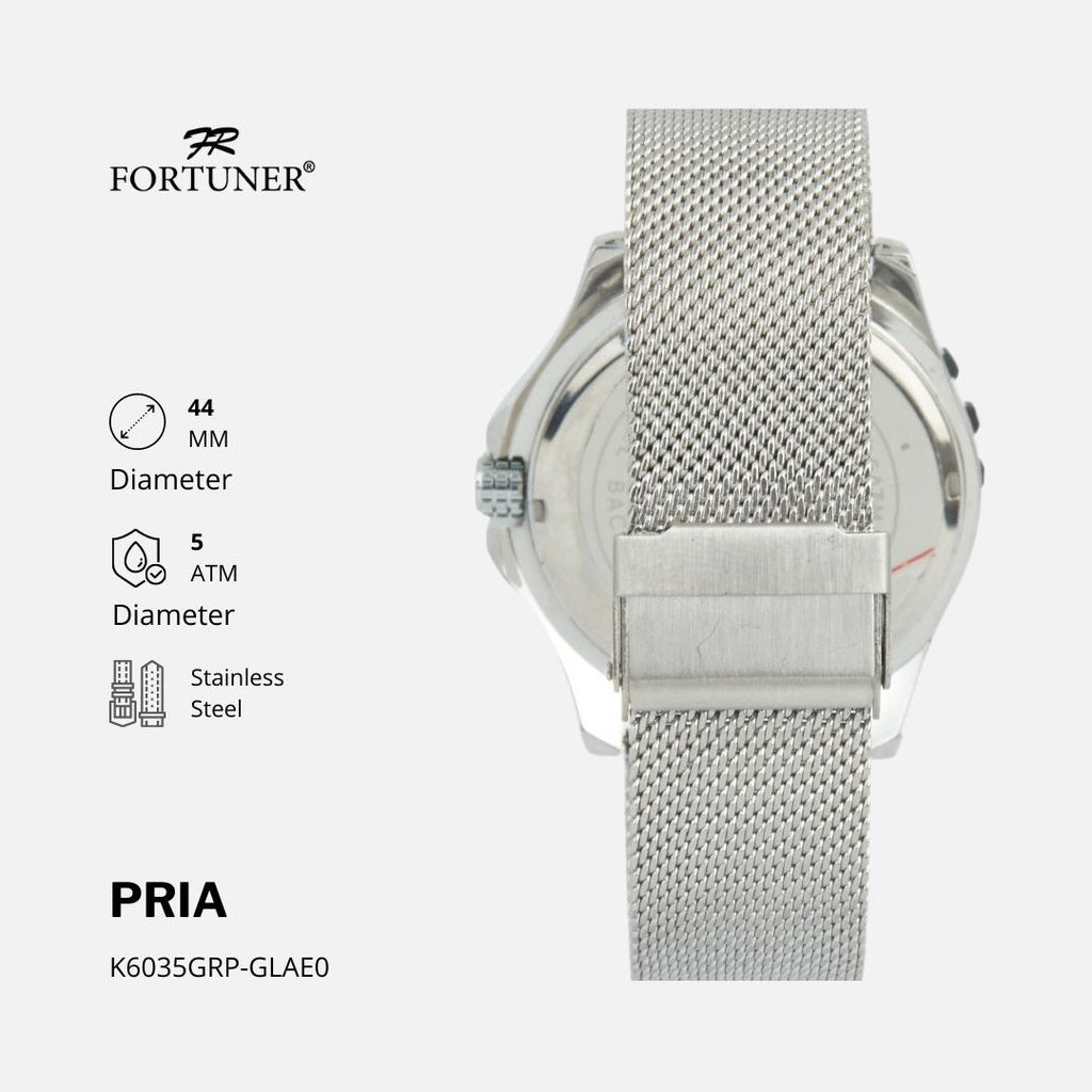 Fortuner Jam Tangan Pria Analog Strap Stainless Rantai Pasir Vitus