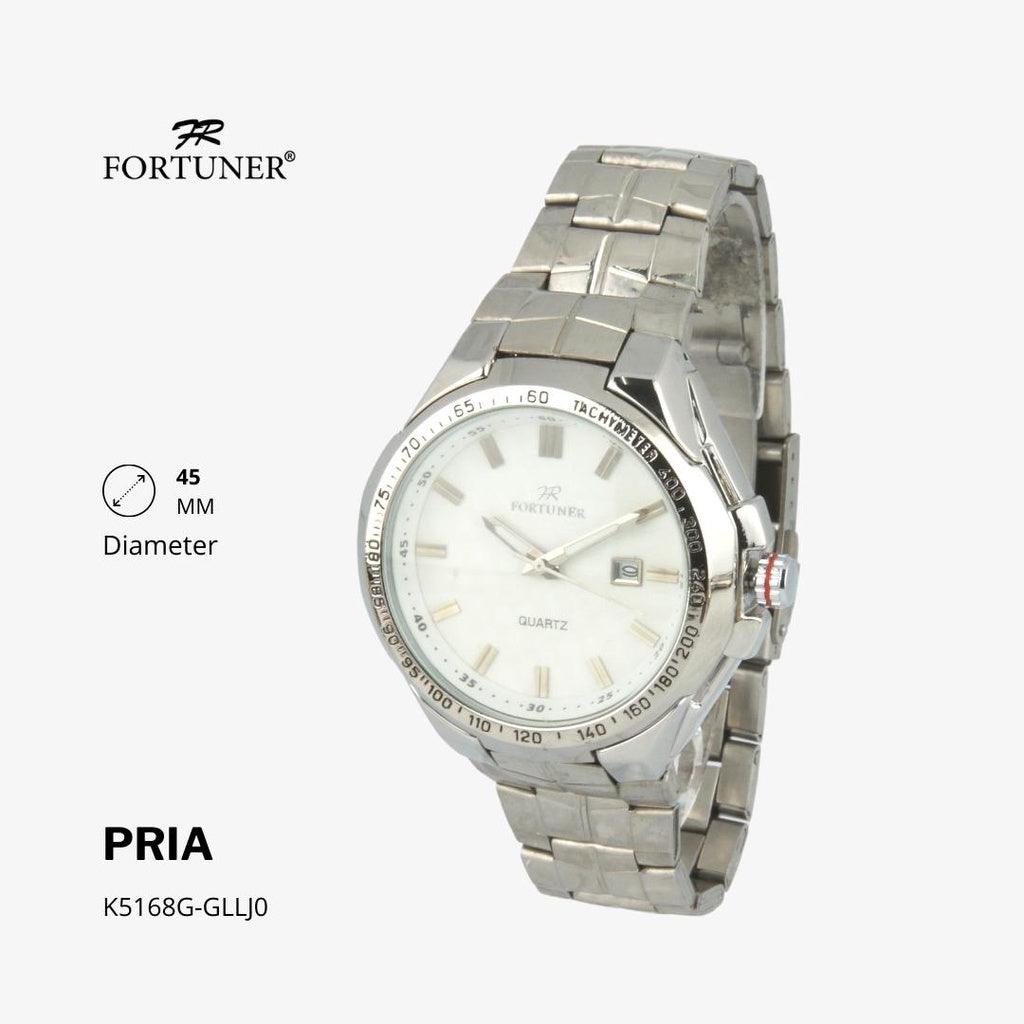 Fortuner Jam Tangan Fashion Pria Analog Water Resistant Rantai Stainless Silver Gold Haniel