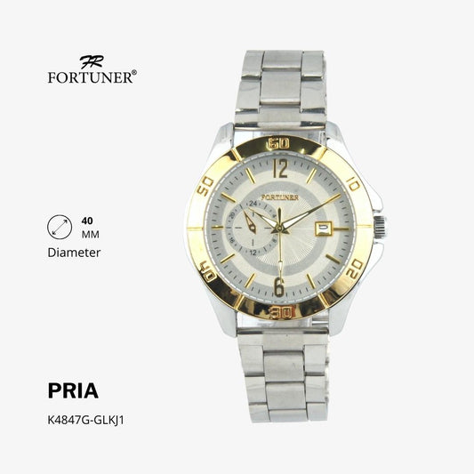 Fortuner Jam Tangan Analog Fashion Pria Water Resistant Rantai Halston