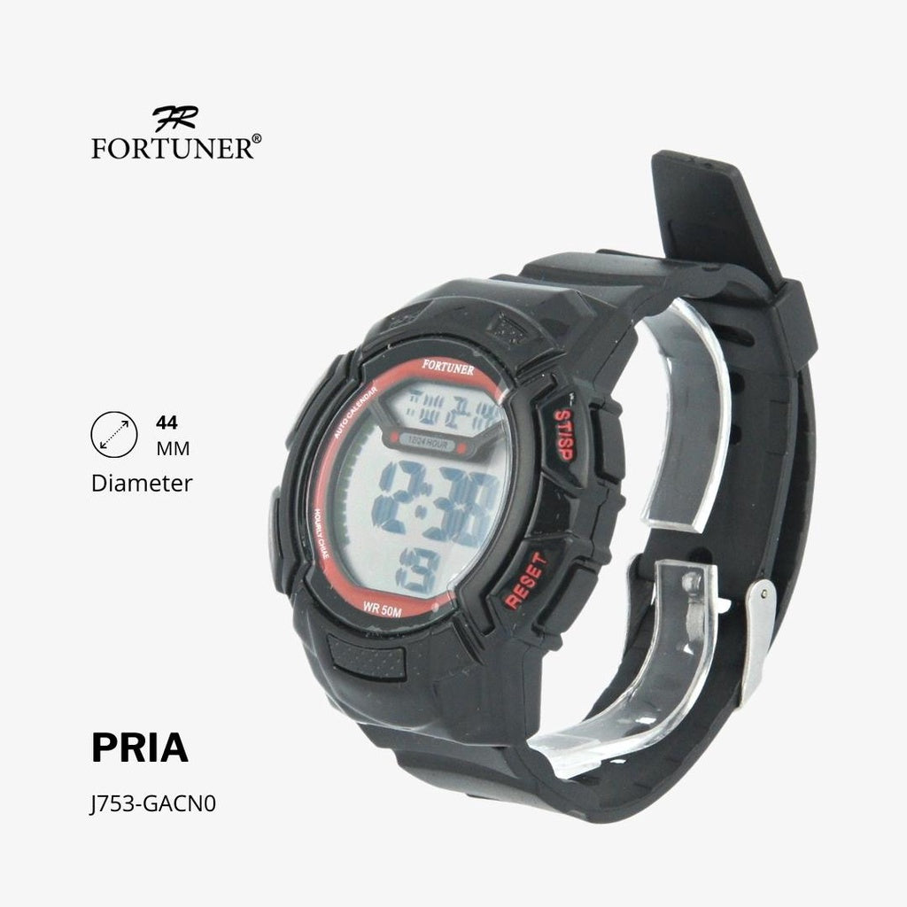 Fortuner Jam Tangan Sport Digital Pria Black Water Resistant Rubber Garrett