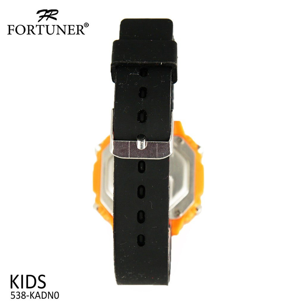 Fortuner Jam Tangan Anak Kids Watch Rubber Black Orange Alfy