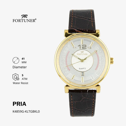 Fortuner Jam Tangan Analog Pria Kulit Water Resistant Aaron