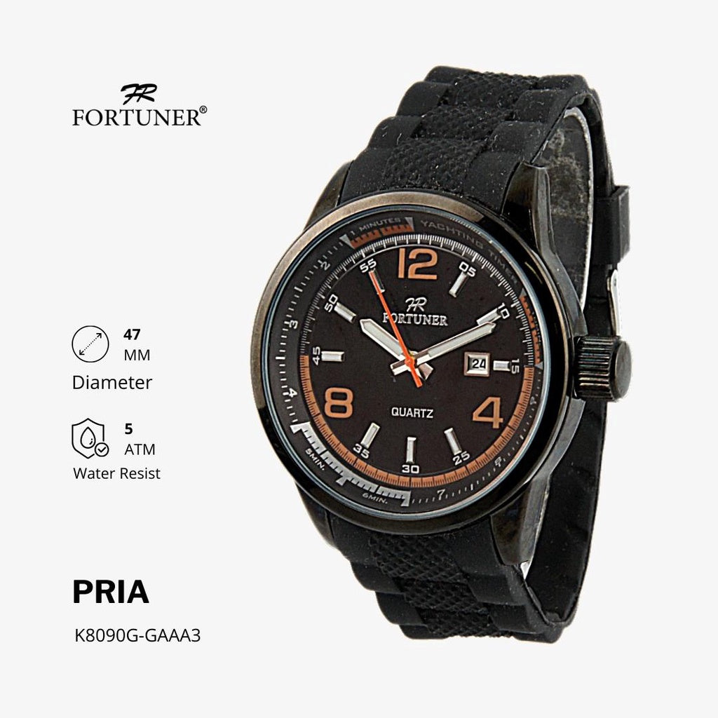 Fortuner Jam Tangan Analog Pria Rubber Water Resistant Halten