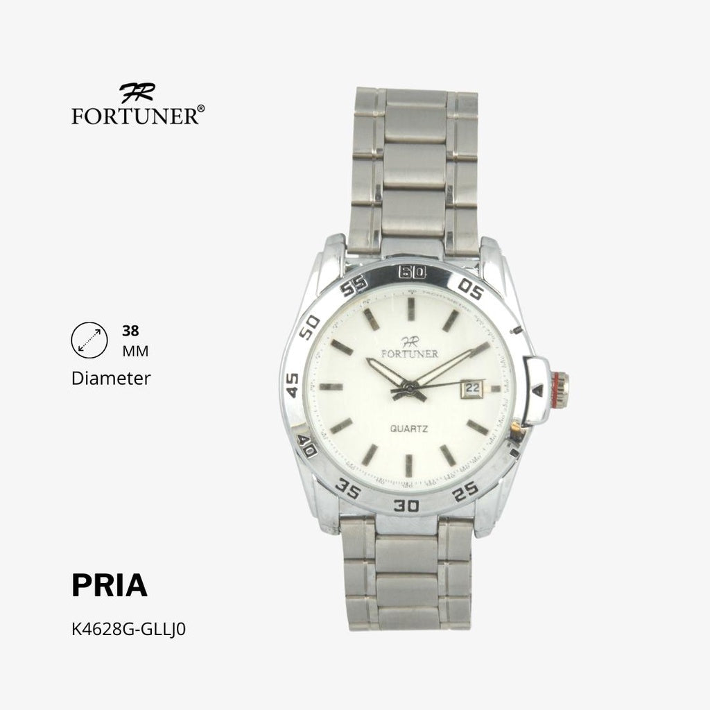 Fortuner Jam Tangan Tahan Air Analog Pria Water Resist Rantai Stainless Silver