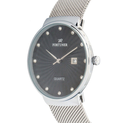 Fortuner Jam Tangan Analog Pria Silver Putih Water Resistant Aeson