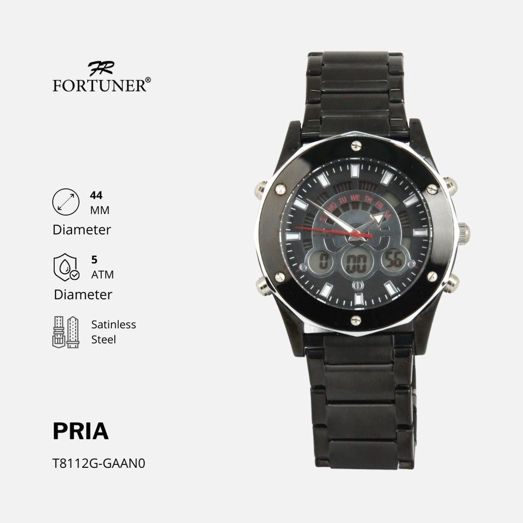 Fortuner Jam Tangan Pria Analog Digital Strap Stainless Bowin