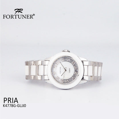 Fortuner Jam Tangan Pria Analog White Water Resistant Klasik Romawi Rantai Delrico