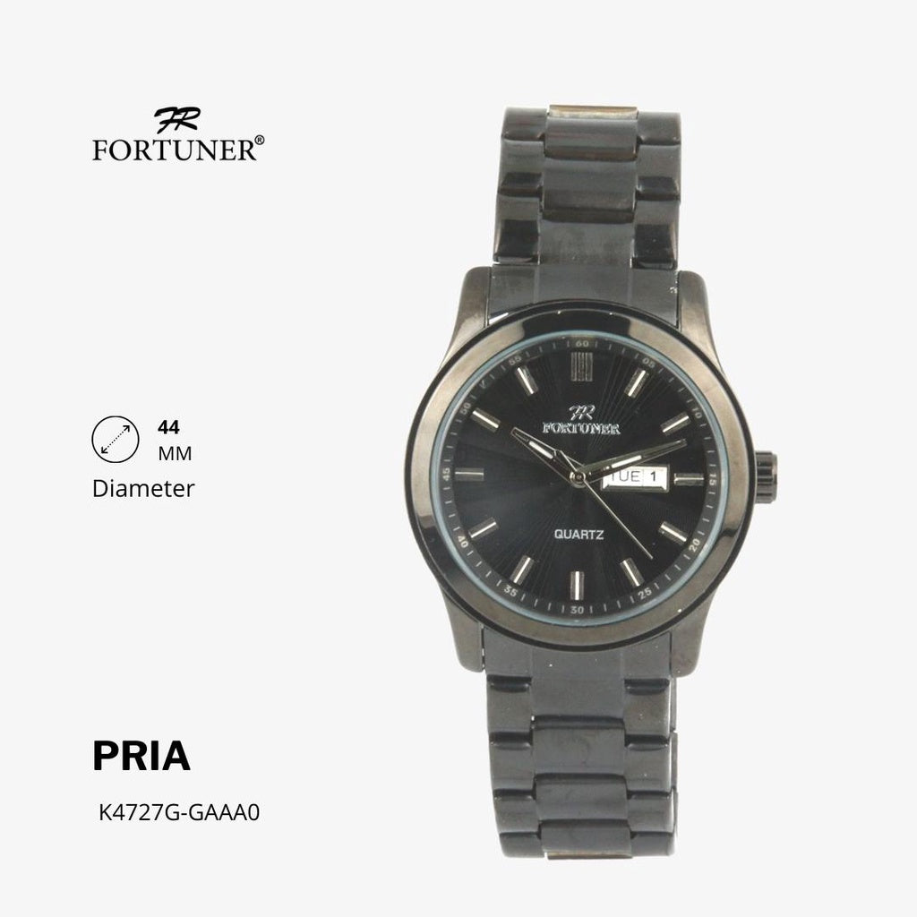 Fortuner Jam Tangan Analog Pria Day-Date Water Resistant Rantai Bonus Dompet dan Box Exclusive Preston