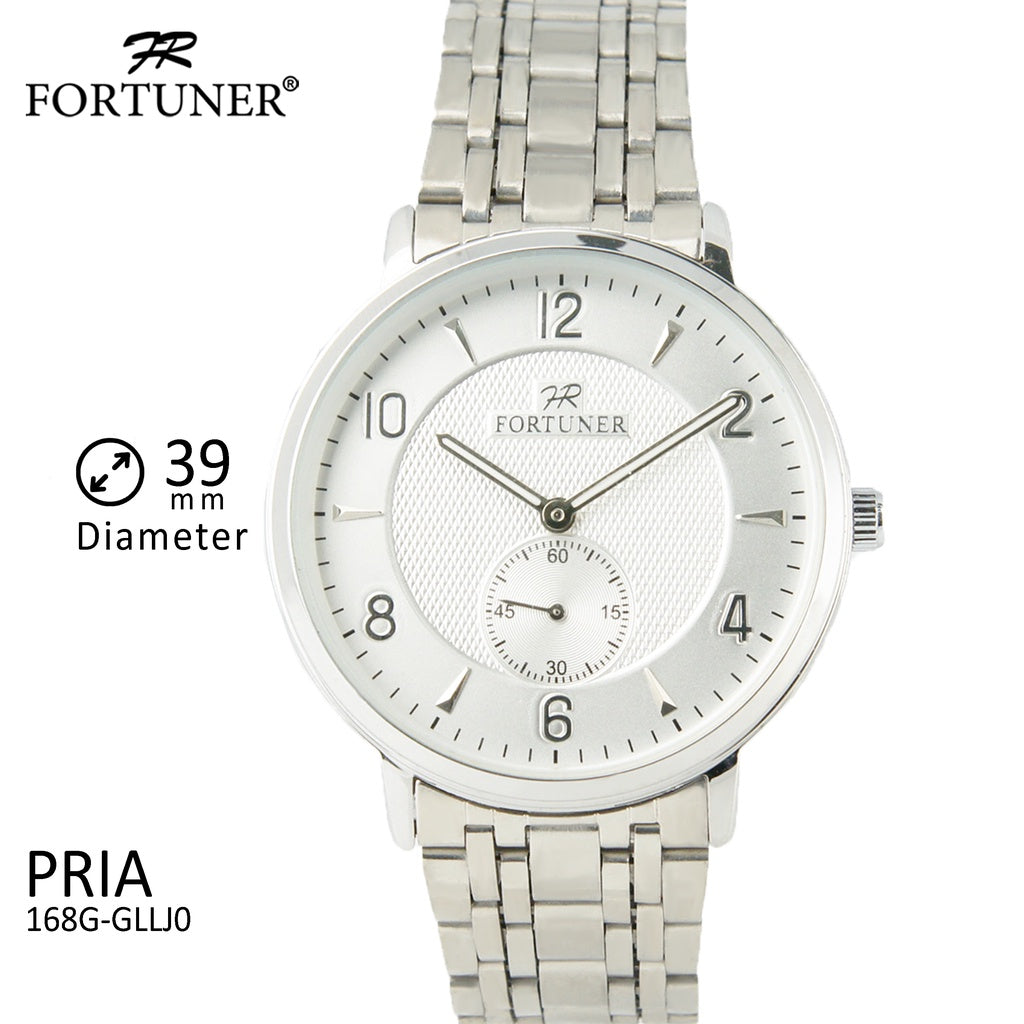 Fortuner Jam Tangan Couple Silver White Analog Water Resist Rantai Ary