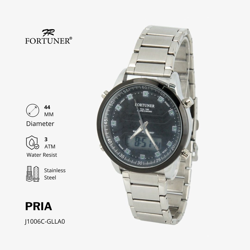 Fortuner Jam Tangan Pria Analog-Digital Water Resist Rantai Timofeo