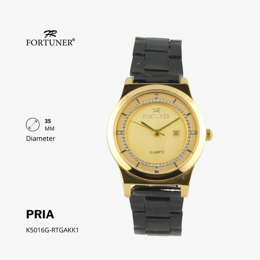 Fortuner Jam Tangan Analog Pria Water Resistant Silver Gold Hervey