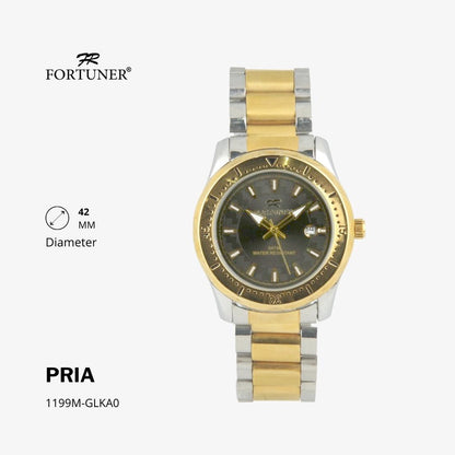 Fortuner Jam Tangan Analog Pria Water Resistant Rantai Stainless Gold Silver Black Hamlin