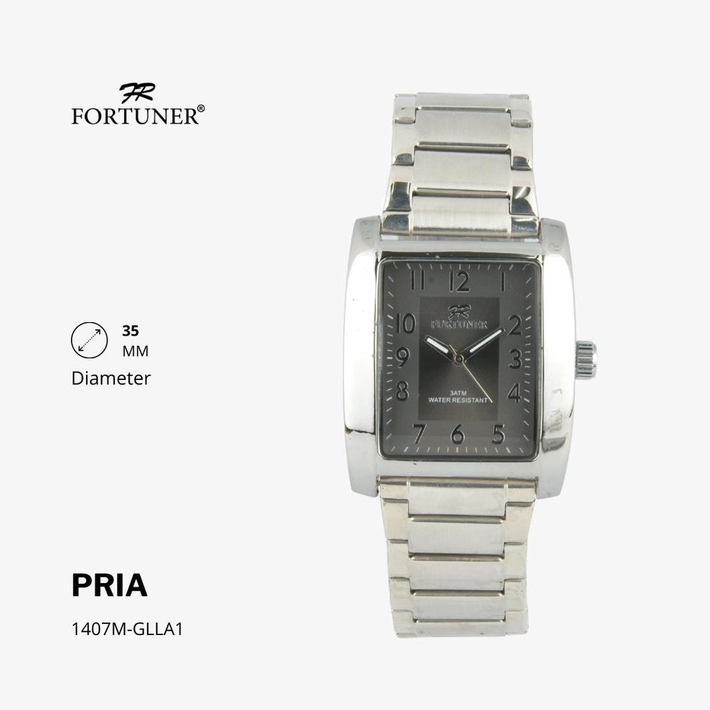 Fortuner Jam Tangan Fashion Pria Analog Water Resistant Rantai Stainless Gold Silver Hitam Heber