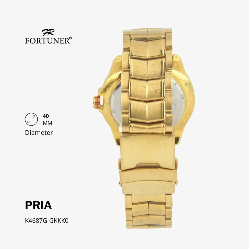 Fortuner Jam Tangan Pria Analog Water Resistant Rantai Stainless Silver Gold Hitam Hanford