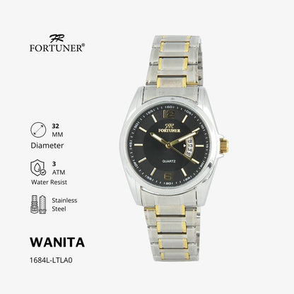 Fortuner Jam Tangan Analog Wanita Hitam Water Resistant Aiko