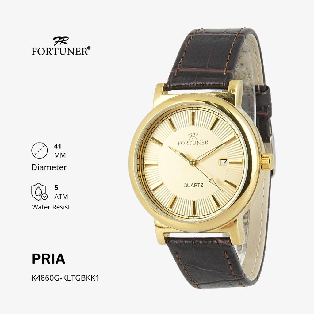 Fortuner Jam Tangan Analog Pria Kulit Water Resistant Anthony