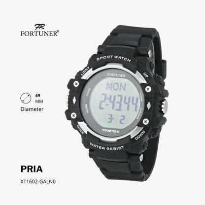 Fortuner Jam Tangan Sports Watch Digital Chrono Pria Black Water Resistant Rubber George