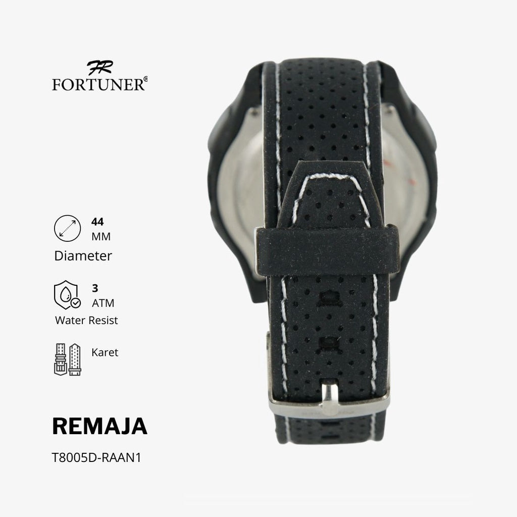 Fortuner Jam Tangan Digital Remaja Black Water Resistant Rubber Thursten